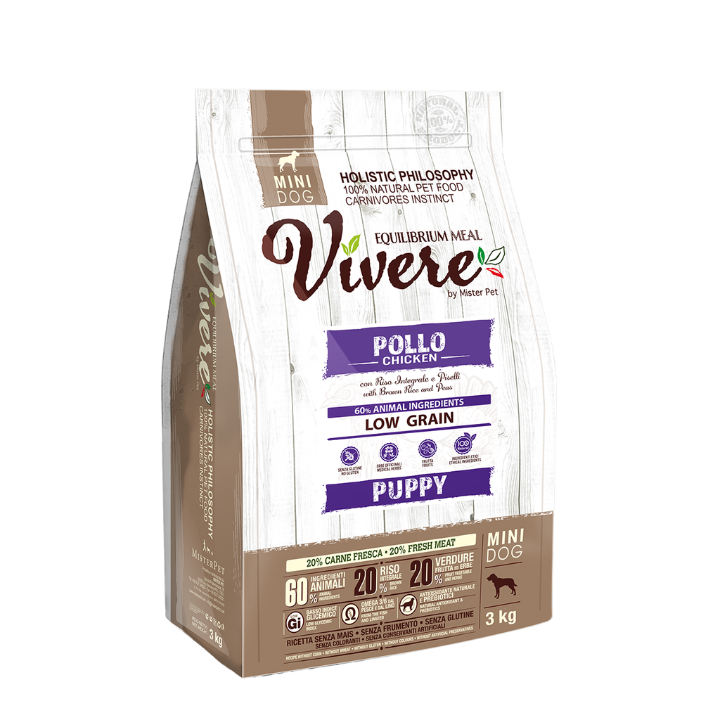[8020997012222] VIVERE LOW GRAIN MINI PUPPY POLLO 3 Kg.