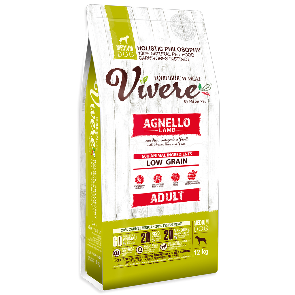 VIVERE LOW GRAIN MEDIUM ADULT CORDERO 12 Kg.