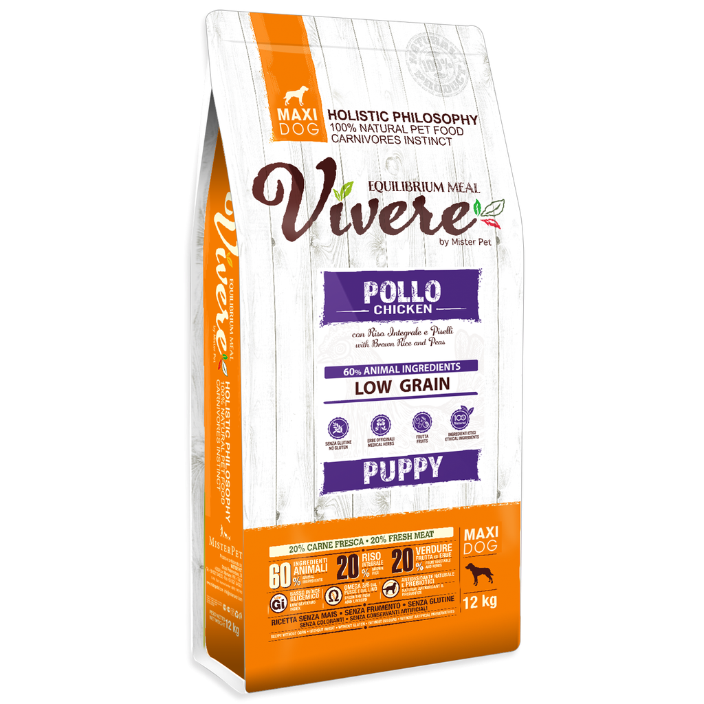 [8020997012468] VIVERE LOW GRAIN MAXI PUPPY POLLO 12 Kg.