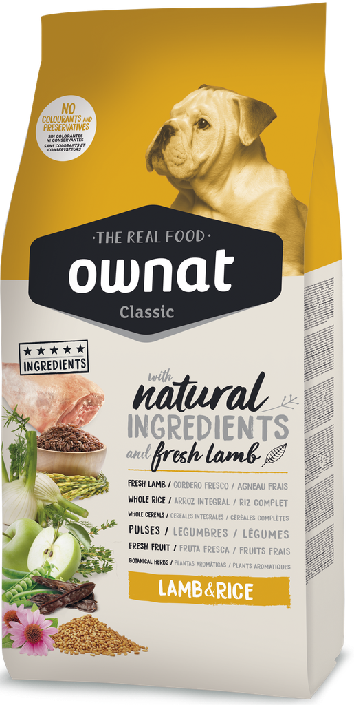 OWNAT CLASSIC ADULT LAMB & RICE 20 Kg.