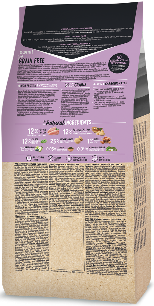 [8429037016945] OWNAT JUST GRAIN FREE STERILIZED CAT 3 Kg.